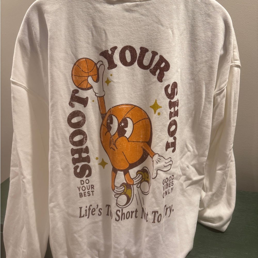 Altar’d State cream Graphic Sweatshirt with Basketball Design